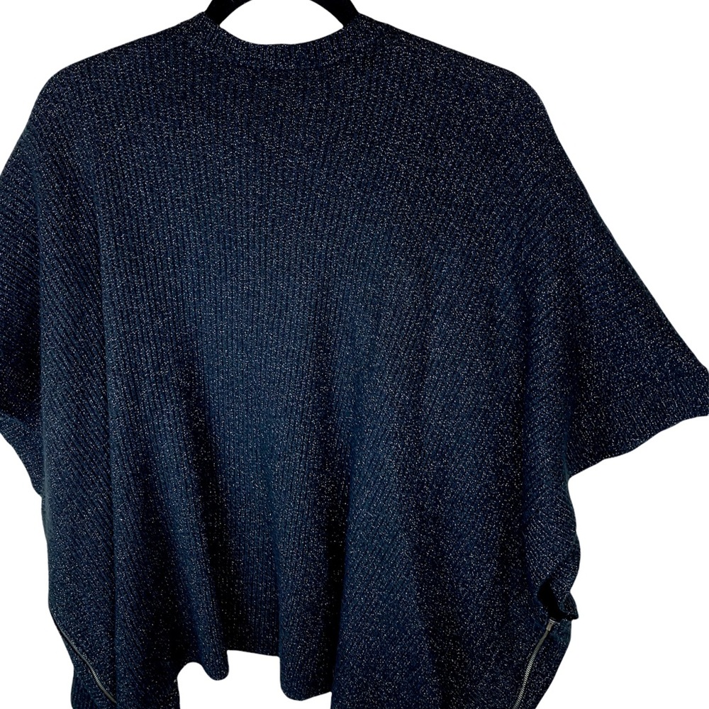 CAbi Luxury Poncho Wrap Cardigan Sweater Black Ribbed Glitter M/ L Style 4064 - Picture 10 of 11